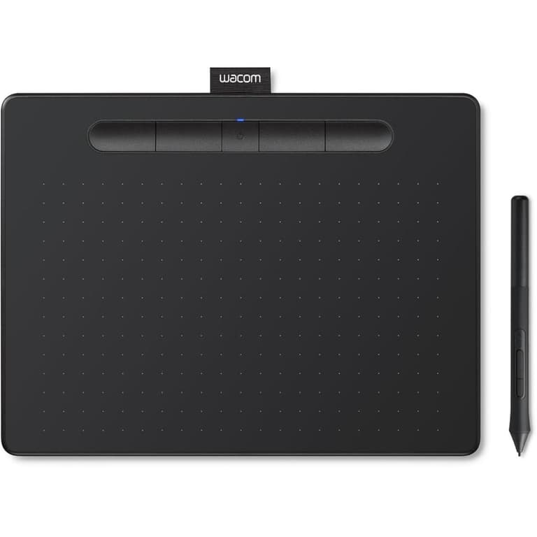 Wacom Intuos Medium Bluetooth Graphics Drawing Tablet Portable For Teachers, Students & Creators 4 Customizable ExpressKeys For Chromebook Mac OS Android & Windows - Black Color