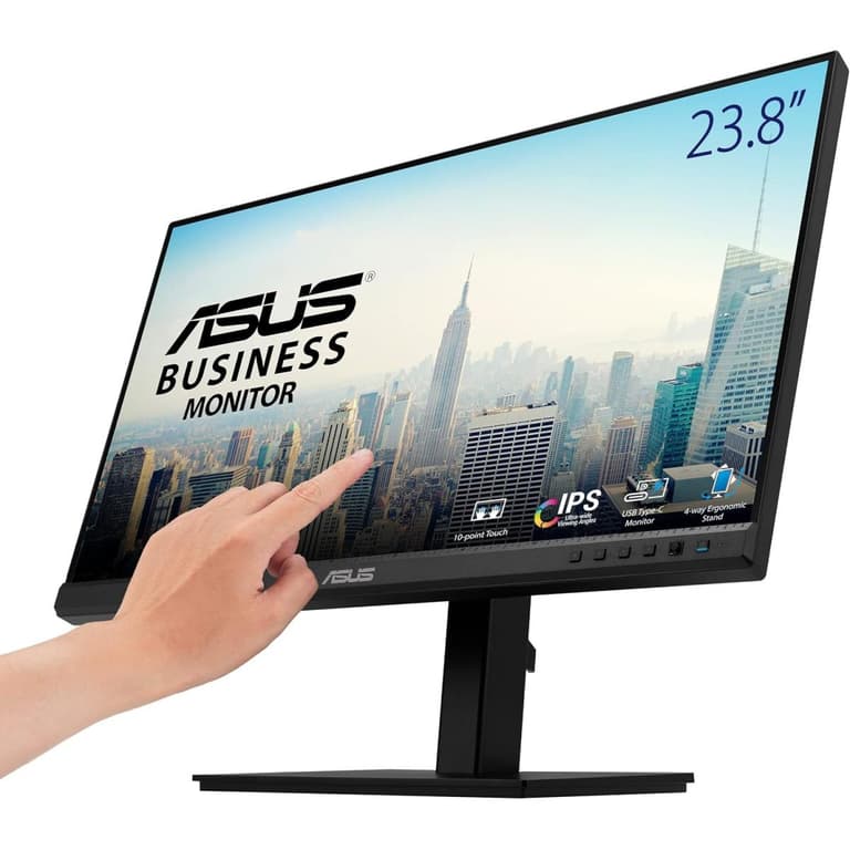ASUS BE24ECSBT 24" IPS Full HD 1080P 75Hz Multi-Touch Monitor , 10-Point Touch, Eye Care, USB-C with Power Delivery, HDMI, DisplayPort Daisy Chain, Height Adjustable, Speakers , VESA Wall Mountable, Black