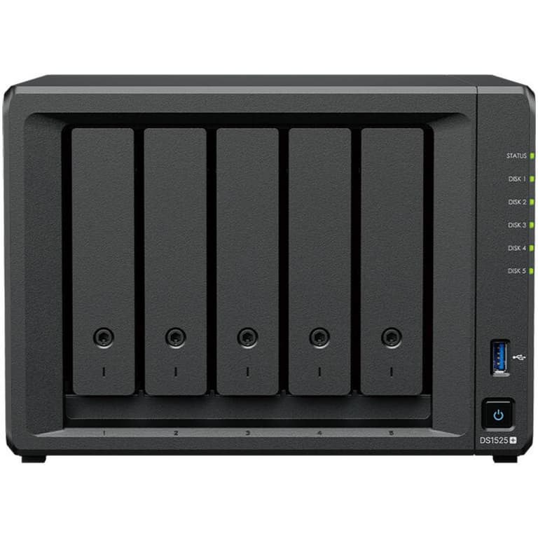 Synology DiskStation DS1525+ 5-Bay Diskless NAS Server w/ AMD Ryzen V1500B 8-Core CPU & 4GB DDR4 RAM