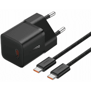 Baseus GaN5 Fast Charger (mini) 1C 20W EU Cluster Black (With: Baseus Dynamic 3 Series Fast Charging Data Cable Type-C to Type-C 100W 1m Cluster Black) product image