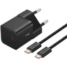 Baseus GaN5 Fast Charger (mini) 1C 20W EU Cluster Black (With: Baseus Dynamic 3 Series Fast Charging Data Cable Type-C to Type-C 100W 1m Cluster Black) product thumbnail 1