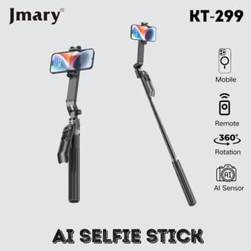 Jmary KT-299 Rotation Smart Tripods Al Face Sensor Selfie Stick Tripod Upto 1.8 Meter long 360° Horizontal - Black
