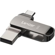 Lexar 64GB JumpDrive Dual Drive D400 USB 3.1 Type-C and Type-A Flash Drive for Storage Expansion and Backup, Up to 130MB/s Read, Metal Housing & Swivel Design, Titanium product image