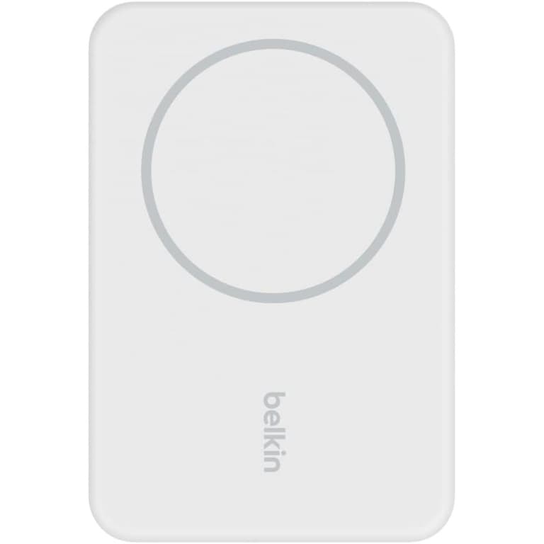 Belkin BoostCharge Wireless Power Bank 5000mAh MagSafe Charger 7.5W, Built-in Pop-up Kickstand - iPhone 17, Air, Pro, Pro Max, AirPods, Apple Watch, Google Pixel 10, etc. - White