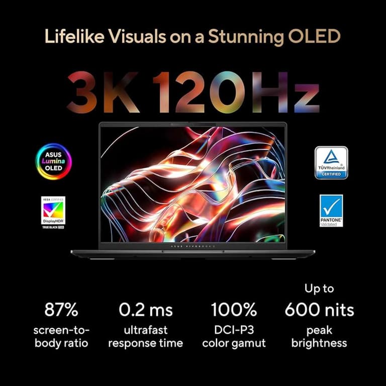 ASUS Vivobook S 15 (2025) D5506WA Super AI. Stunning Style AMD Ryzen AI 9 365 10-Cores w/ AMD Radeon™ 880M & OLED 2.8K 120Hz Display - Neutral Black