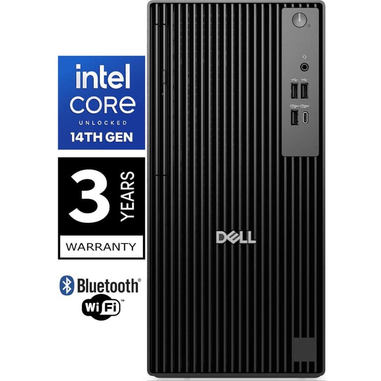 Dell Pro Tower QCT1250 (2025) 14Gen Intel Core i7 14700 20-Cores Tower w/ Wireless WIFI 6 & Bluetooth & 3 Years Warranty - Black