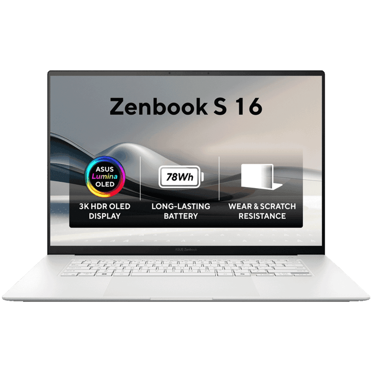 ASUS Zenbook S16 (2025) UM5606 Copilot+ PC AMD Ryzen AI 9 HX 370 12-Cores Superior AI New Ceraluminum Material w/ AMD Radeon 890 Graphic & 3K OLED 120Hz Touch Display , Scandinavian White
