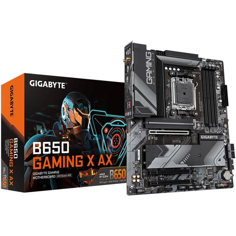 Gigabyte B650 GAMING X AX AM5 ATX AMD B650 Chipset, 4x DDR5 DIMM 128GB Max Memory, BT 5.2 & Wi-Fi E6 Connectivity, 1x PCI 4.0 x16, 1 x HDMI, 1x DP