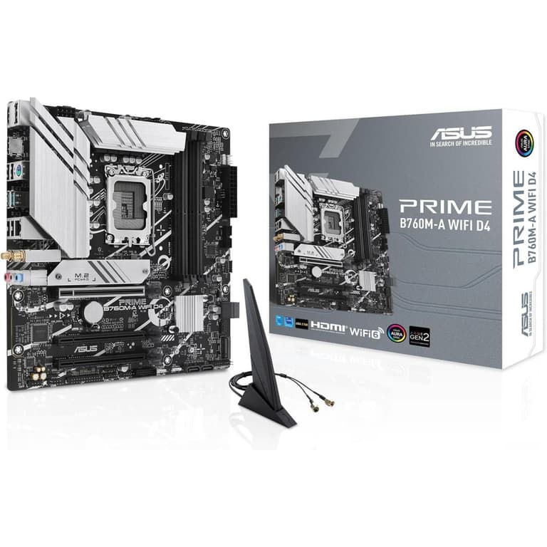 ASUS Prime B760M-A WiFi 6 DDR4 Intel LGA 1700 PCIe 4.0 2x M.2 Slots 2.5Gb Ethernet Rear USB 3.2 Gen 2 Front USB 3.2 Gen 1 Type-C