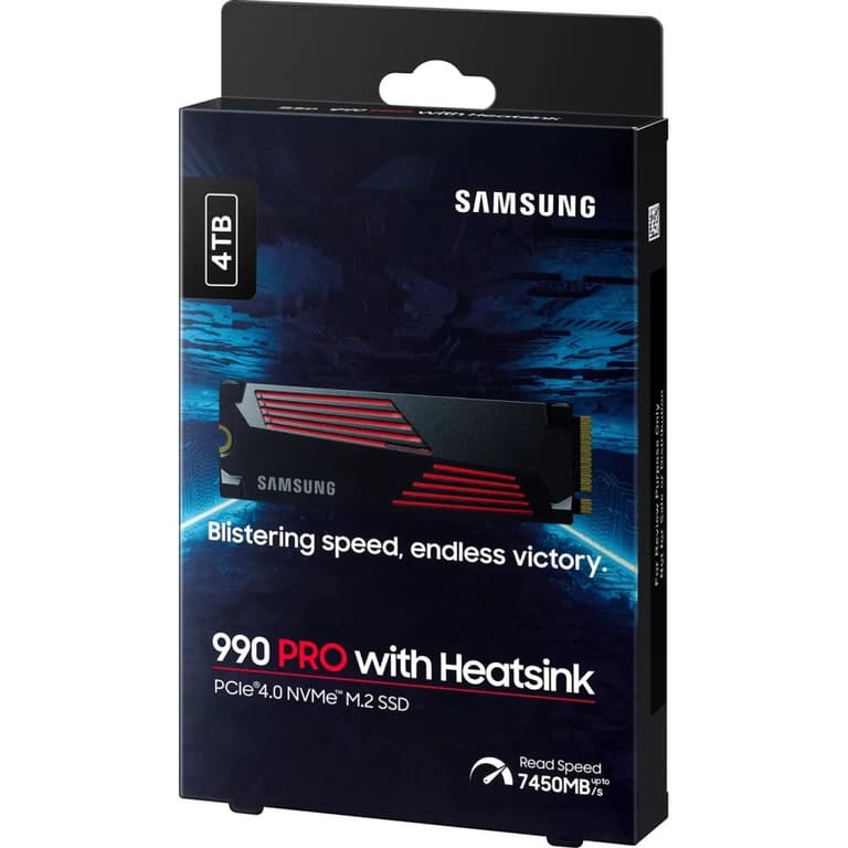 SAMSUNG 990 PRO 4TB w/ Heatsink SSD NVMe M.2, Speeds Up to 7,450MB/s Best for PlayStation® 5 (PS5 SSD) Console Expansion