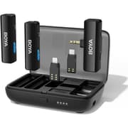 BOYA BOYALINK All-in-One Wireless Lavalier Microphone for iPhone Android DSLR Camera with Charging case, Noise Canceling, 2.4G Dual Channel Lapel Microphone System USB-C for Video Recording Vlogging - Black product image
