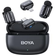 BOYA Mini Wireless Microphone for iPhone/Android/PC/Tablets with USB C/Lightning Plug, MFi Certified, Noise Reduction, AI Voice Changer, 30H Battery Life with Charging Case for Video Recording Podcast - Black product image