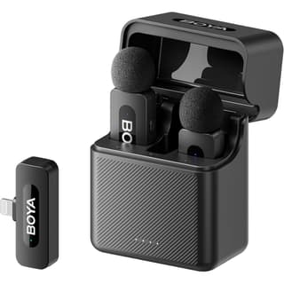 BOYA V3 Wireless Microphone for iPhone with MFi Certified Lightning Port, 36H Battery Life, Noise Canceling Clip on Lapel Microphone Wireless Mini Mic for Video Recording - Black