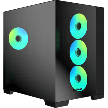 Raidmax Infinita Series i610CBF Chrome Dual Chamber ATX 2 Side Tempered Glass Support Back Conect Design 4x 120mm ARGB Fan Preinstalled Supports Up to 400mm GPU & USB C - Black