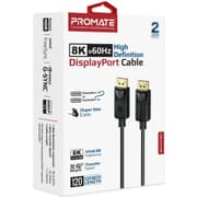 Promate DisplayPort Cable, Premium Ultra HD 8K@60Hz Video Display Cord with 32.4Gbps Bandwidth Transmission, Gold Plated Connectors, 1.2m Super Slim Cable - Black product image