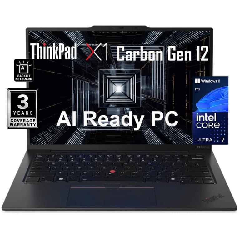 Lenovo NEW ThinkPad X1 Carbon Gen 12 (2024) Intel Core Ultra 7 12-Cores w/ Intel® AI Boost NPU & Carbon Fiber Magnesium Chassis - Black