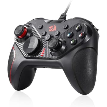 Redragon G710 Wired Gaming Controller - Dual Vibration Motors, Rapid Trigger, Ergonomic Design, 4 Programmable Keys, Customizable Macros, Adjustable Joystick Heights - Work for PC & Android & NS - Black