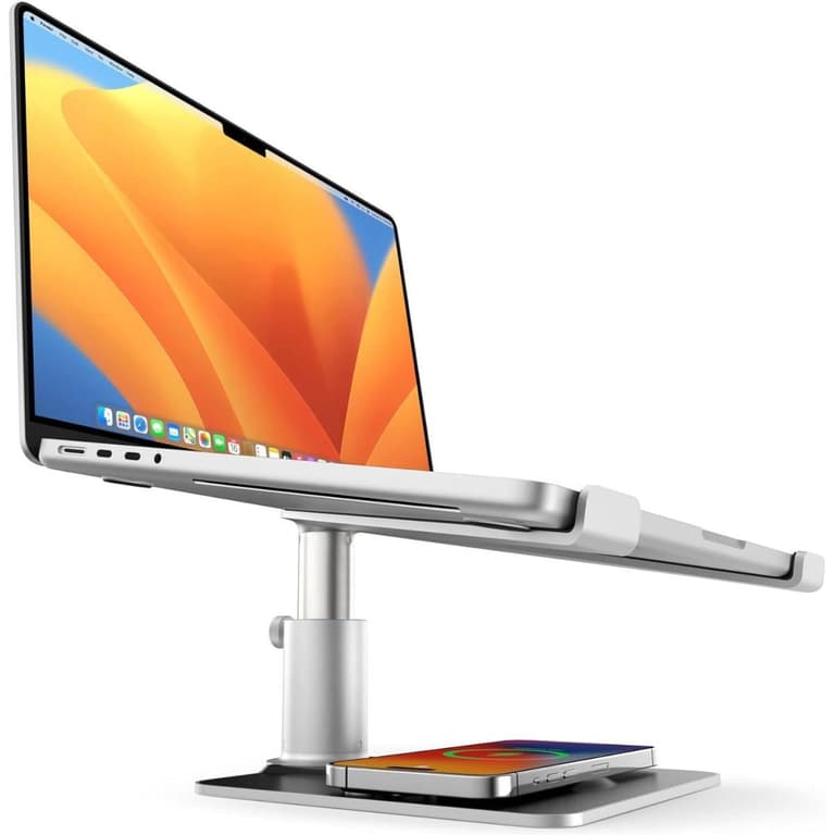 Twelve South HiRise Pro for Laptops and MacBooks, Ergonomic, Height, Adjustable Stand with MagSafe Wireless (not included) Capable Charging Base - Silver