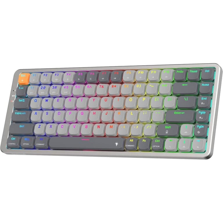 Redragon K652GG 75% Wireless RGB Mechanical Keyboard, Tri-Mode 84 Keys Ultra-Thin Gaming Keyboard w/Aluminum Top Plate, 100% Supported Win/Mac System & Low Profile - Red Switch