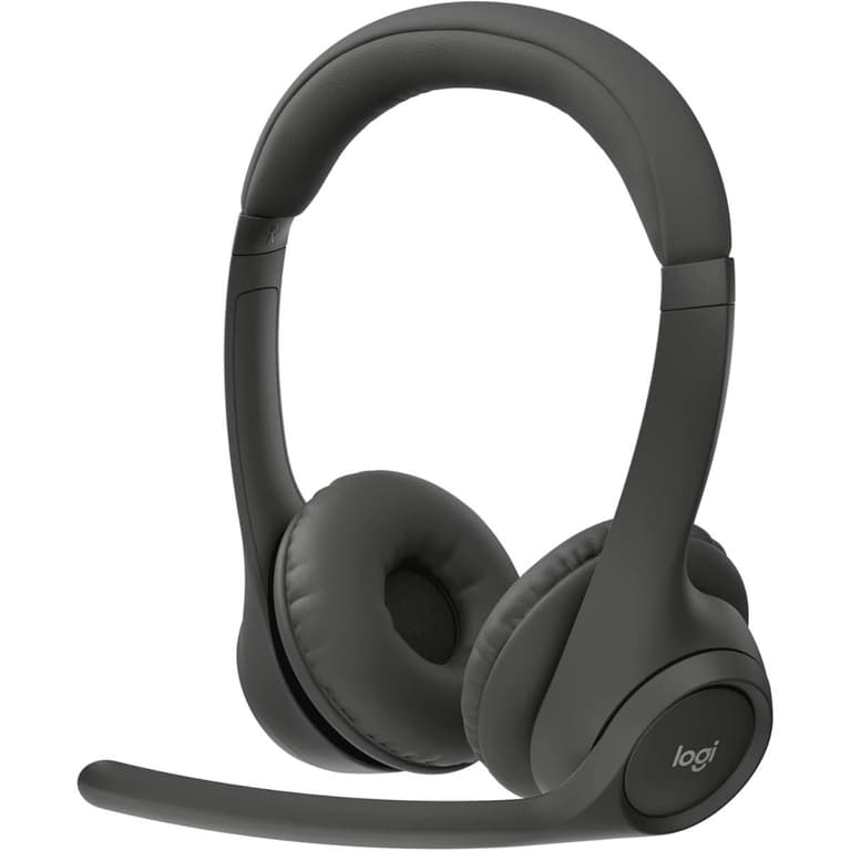 Logitech Zone 300 Wireless Headset, 30mm Driver Size, Dual Beamforming Mics with Noise-Canceling Algorithms, Bluetooth 5.3 Connectivity, 1m USB-C Charging Cable, Midnight Black