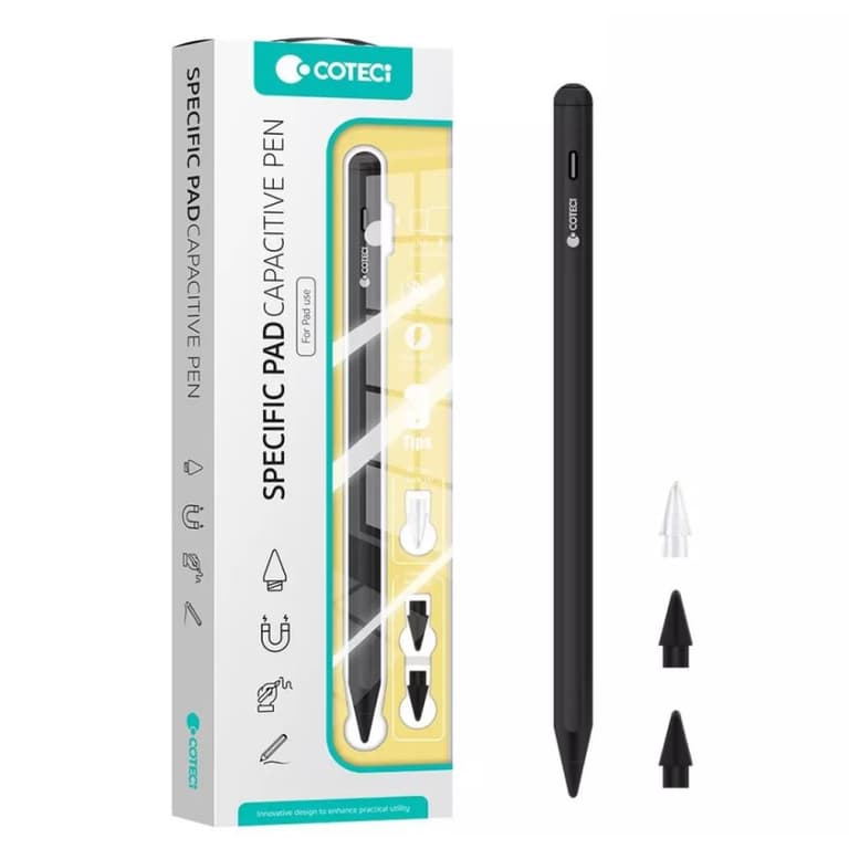 Coteci P5 IP-017 Capacitive Pen Anti-Mistouch Oblique Pressure Fast Charging Magnetic Attraction Charging For iPad - Black