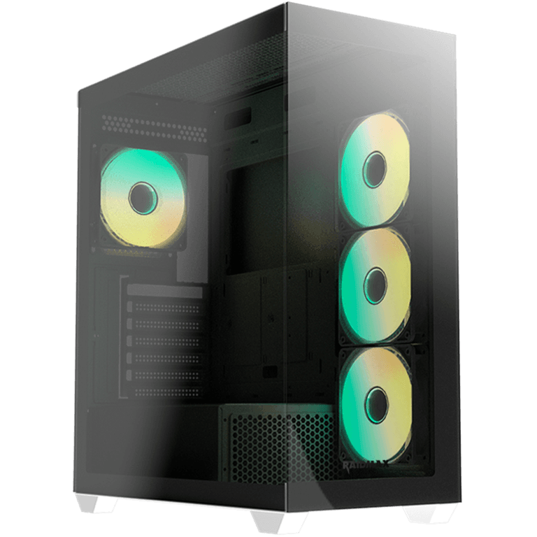 Raidmax Infinita Series i800CWF Chrome ATX 2 Side Tempered Glass 4x 120mm ARGB Fan Preinstalled Supports Up to 400mm GPU & USB C - White