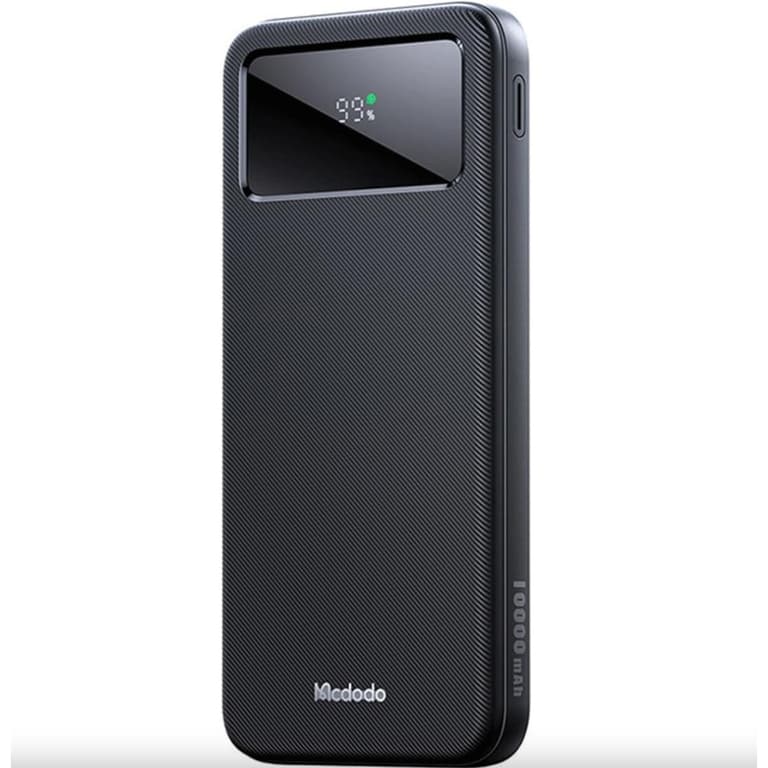 Mcdodo MC-4220 22.5W Large LED Display 10000MAH Fast Charging with Build in Type-C + 2 Type A POWER BANK - Black