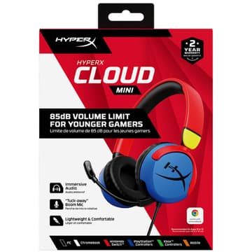 HyperX Cloud Mini Kids Wired Lightweight Volume level below 85dB Flip-to-Mute MIC Rotating Earcups For PC, Chromebook, Nintendo , PS, Xbox , Phones, Laptops, Tablets - (Multi-Color)