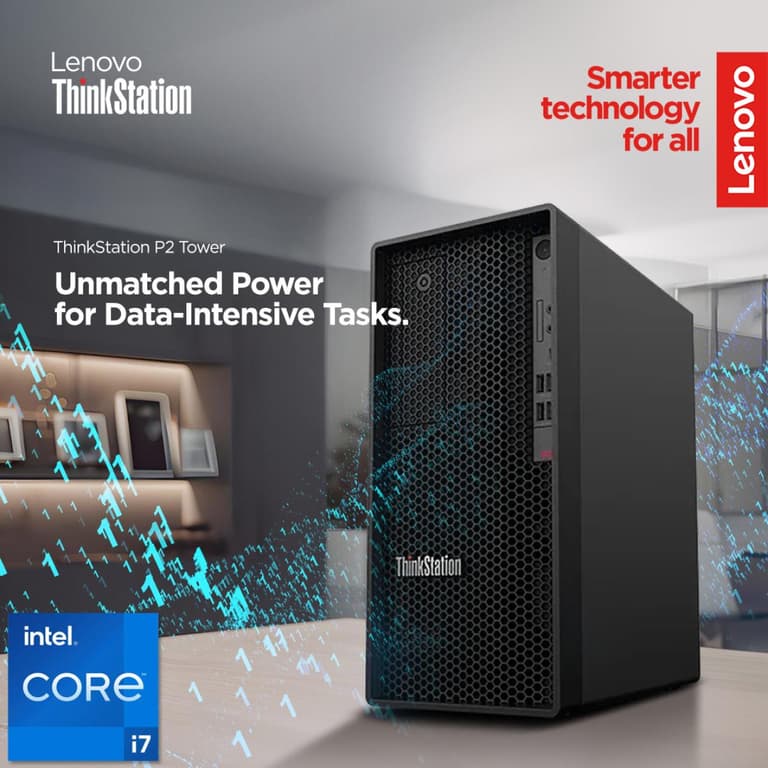 Lenovo ThinkStation P2 Tower Workstation (2024) 14Gen Intel Core i7 20-Cores Uncompromising Performance, Unbeatable Value w/ Upgradable Graphic Card & 3 Years Warranty - Black