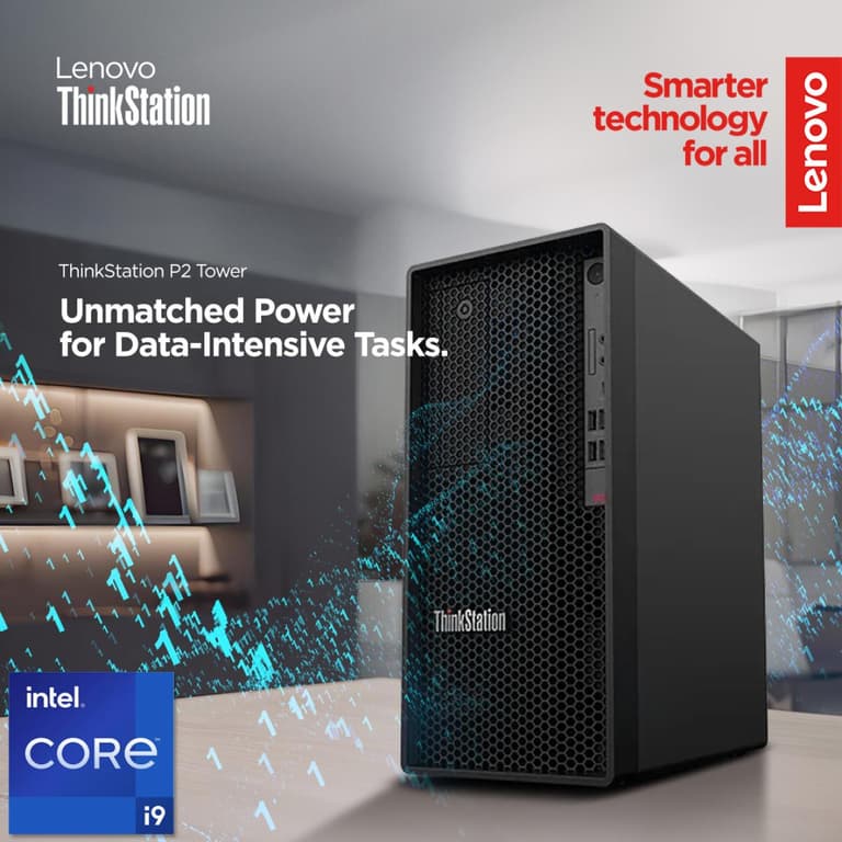Lenovo ThinkStation P2 Tower Workstation (2024) 14Gen Intel Core i9 24-Cores Uncompromising Performance, Unbeatable Value w/ Upgradable Graphic Card & 3 Years Warranty - Black
