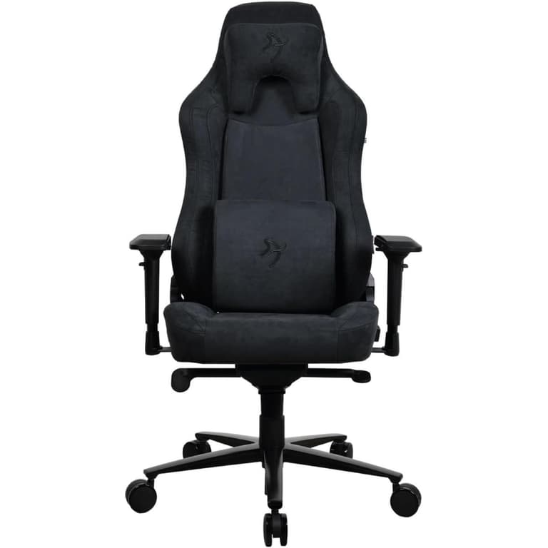Arozzi Vernazza Supersoft Upholstery Material has a Unique Velvety Texture That is Fluid-Repellant & Breathable Memory Foam Lumbar Support 4D Armrest - Pure Black