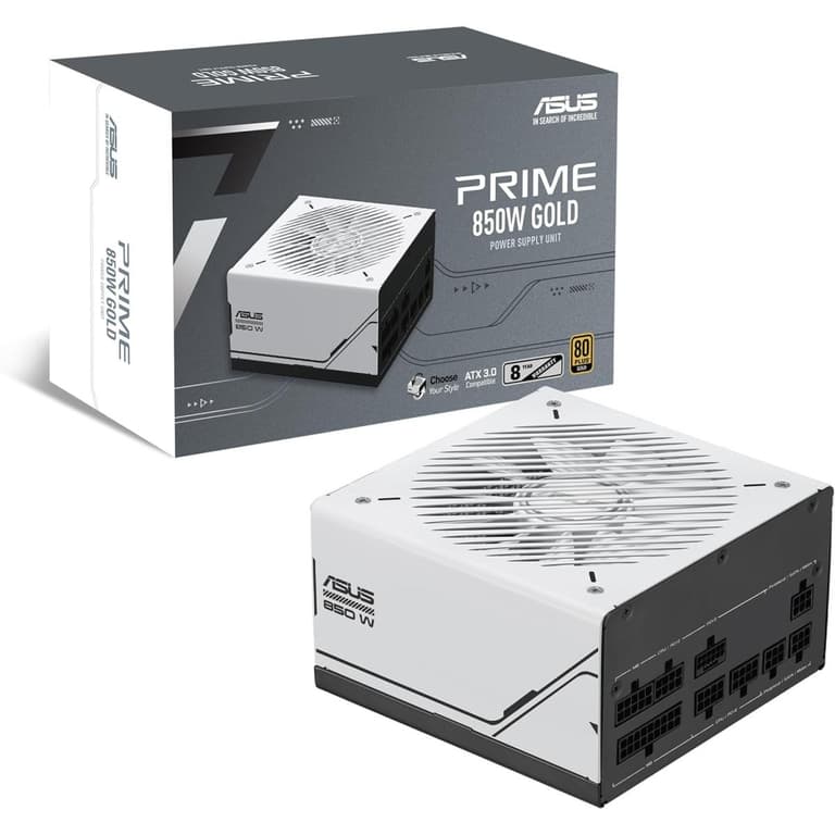 ASUS Prime 850W Gold ATX 3.0 Fully Modular 80+ Gold Certified Dual Ball Bearings Two Color Options in One