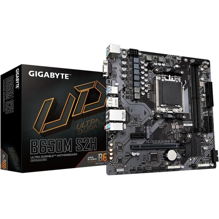 GIGABYTE B650M S2H AMD AM5 B650 DDR5 Micro-ATX Supports AMD Ryzen 7000 Series Processors PCIe 4.0 x16 1x M.2 Gen4 2.5G LAN