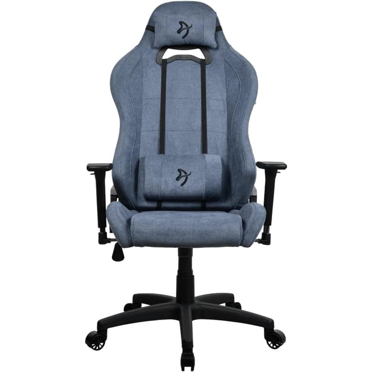 Arozzi Torretta Soft Fabric (2023) Soft Pleasant & Durable Ergonomic Design 3D Armrest 2 Adjustable Height Supportive Pillows & Adjustable Height - Blue