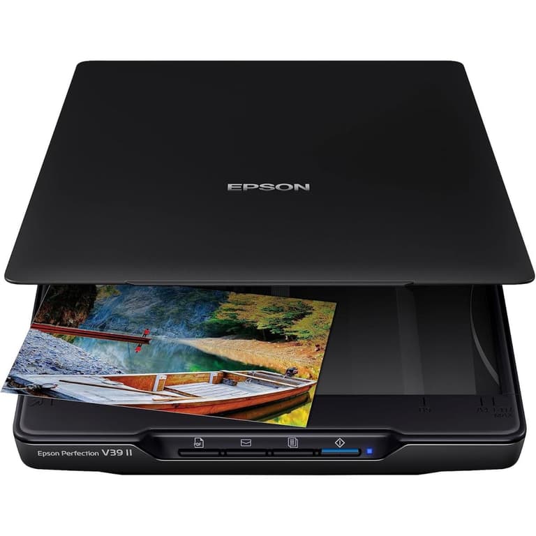 Epson V39 II Photo & Document Flatbed Scanner 4800x4800 DPI Optical Resolution, Contact Image Sensor, Up to 10 s/Page Scan Speed, USB 2.0 Micro-AB Interface, Black