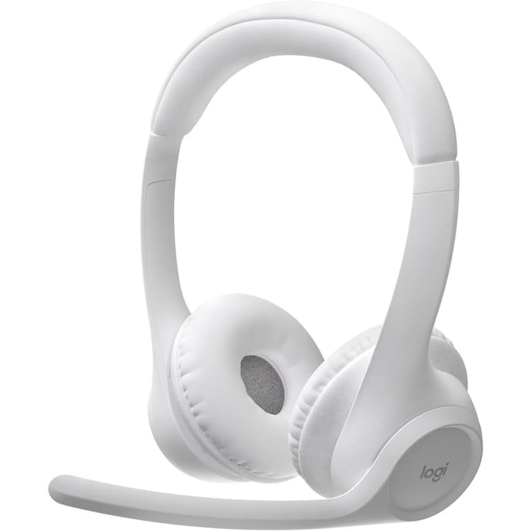 Logitech Zone 300 Bluetooth & Wireless 30mm Driver Size Dual Beamforming Mics with Noise-Canceling Algorithms Bluetooth 5.3 1m USB-C Charging Cable, White