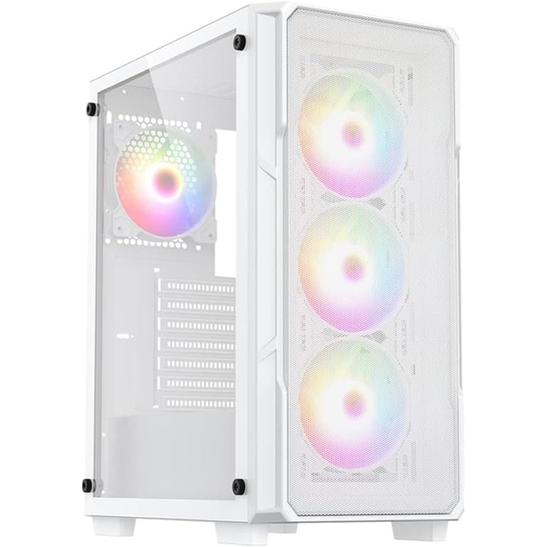 Raidmax Vector V212 ATX Mesh Front Tempered Glass 4x 120mm Static RGB Preinstalled Supports Up to 310mm GPU - White