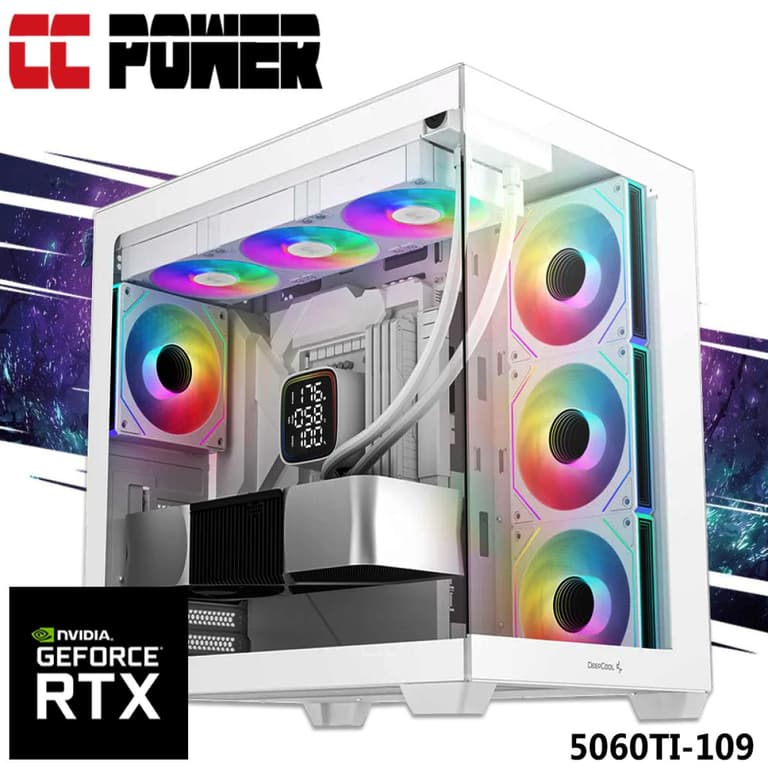 CC Power 5060TI-109 Gaming PC 7Gen AMD Ryzen 7 7800X3D 8-Cores w/ Nvidia RTX 5060TI 16GB DDR7 & Advanced AIR Cooler