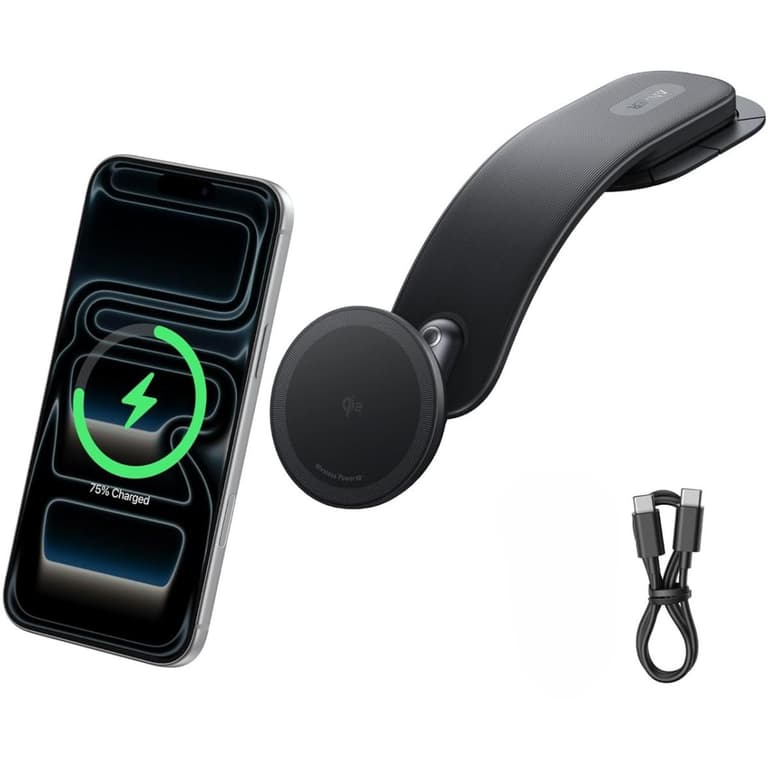 Anker Nano Magnetic Wireless Car Charger, 360° Adjustable Mount Car Charger with Detachable Pad, 15W Qi2 Certified with Alloy Bracket, Fast Charging for iPhone 17/16/15/14/13 Series