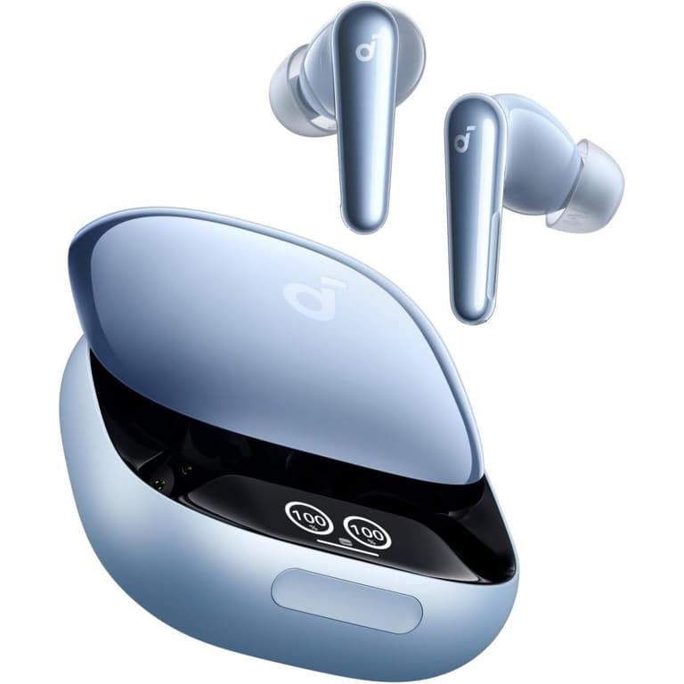 Anker Soundcore Liberty 4 Pro, Noise Cancelling Wireless Earbuds, 7-Sensor and Real-Time Adaptive Noise Cancelling, 2× Faster Charging, Studio-Level Hi-Fi Music, Clear Calls with 6 Mics and AI - Blue