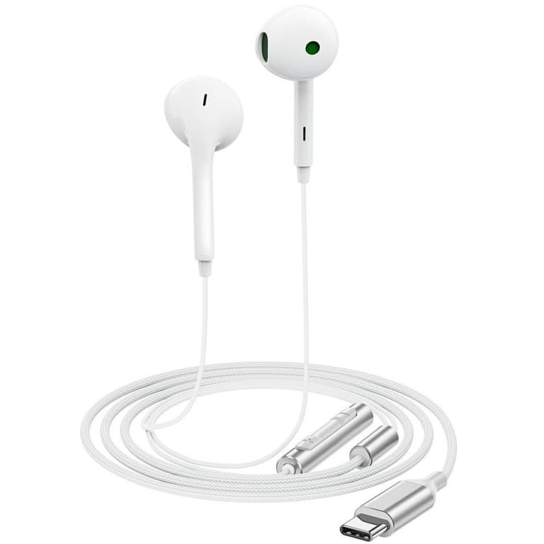ACEFAST L7 USB-C Semi In-Ear Wired Earphones USB-C Headphones with Microphone for Mobile Phones / Tablets - White