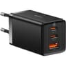 Baseus Travel Charger GaN5 Pro Fast Wall Charger, C+C+U, QC, AFC, PD 65W with Type-C to Type-C (100W) Cable 1m, Black product thumbnail 1