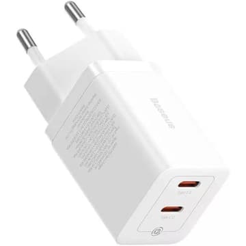 Baseus GaN5 Pro Fast Charger Dual Type C Port, 40W EU, BCT technology- White