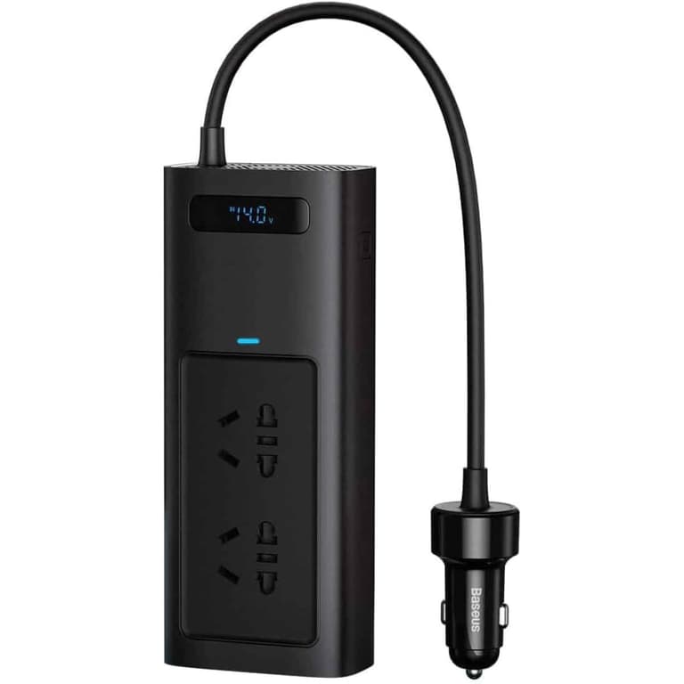 Baseus Car Inverter DC 12V to AC 220V 150W Auto Converter Type-C USB Fast Charging Charger EU Socket Car Inverter Power Adapter CN/EU Plug - Black