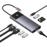 Baseus Hub 10in1 Metal Gleam II Series, USB-C to 1xHDMI, USB-A (10Gbps), USC-C, 2xUSB-A, Ethernet RJ45, SD/TF card, mini-jack 3,5mm, USB-C(PD) - Space Grey product thumbnail 1