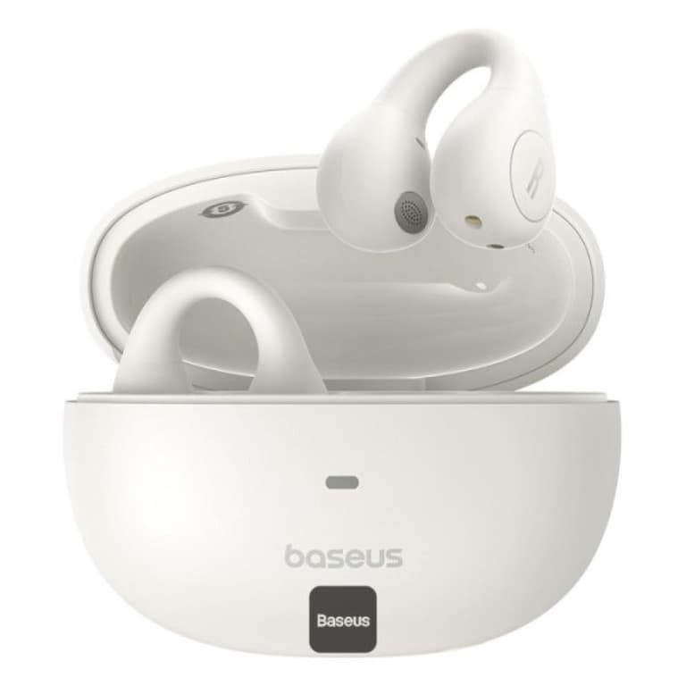 Baseus AirGo ENC AS01 Open Ear Clip on Wireless Earbuds for Sports up to 25 hours of playback - White