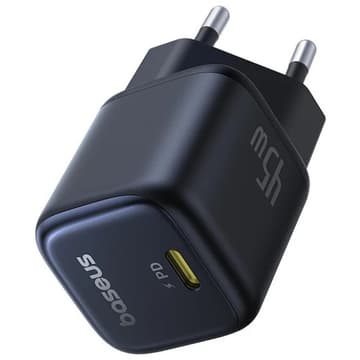 Baseus PicoGo GaN Fast Charger 1C 45W EU Cosmic USB-C Port PD3.0, PPS, QC3.0, FCP, SCP, AFC - Black