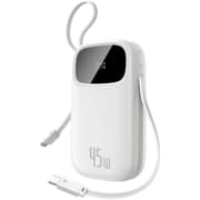Baseus Qpow 3 Digital Display Power Bank with 2 Built-in USB-C Cables 10000mAh 45W Cosmic - White product image