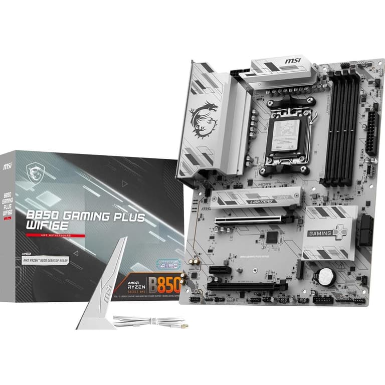MSI B850 Gaming Plus WiFi 6E AM5 ATX AMD B850 Chipset, 4x DDR5 UDIMM Slots, Up to 256GB Max Memory, 4x PCIe x16 Slots, 3x M.2 Slots, WiFi & BT Connectivity
