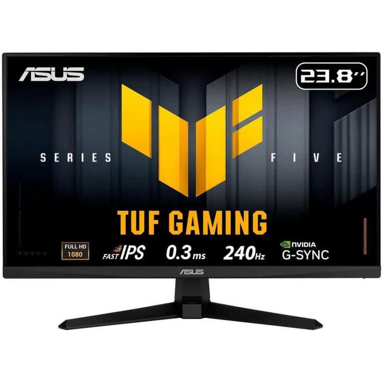 ASUS TUF VG249QM5A Gaming A.I 24" Fast IPS Full HD 240Hz 0.3 ms HDR10 99% sRGB G-Sync Compatible w/ Speakers & 2x HDMI & Display Port , Black